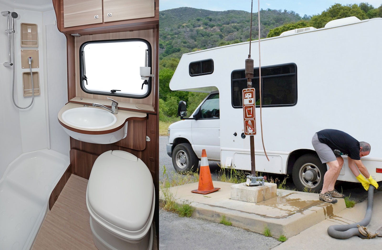 Portable RV/camper toilet and holding tank setup in Madison, Wisconsin